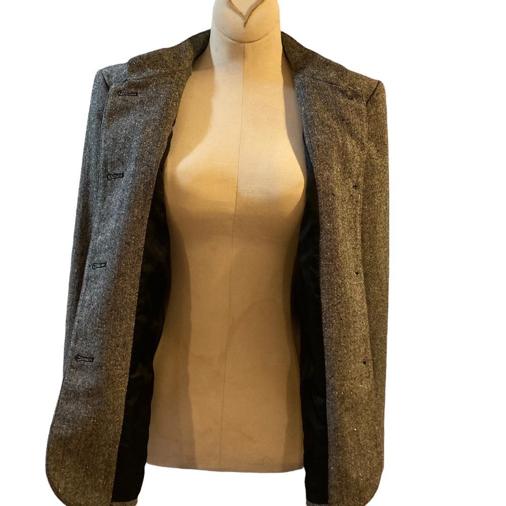Style & Co blazer coat tweed wool blend metallic threads lined women’s size 12 - Picture 5 of 14